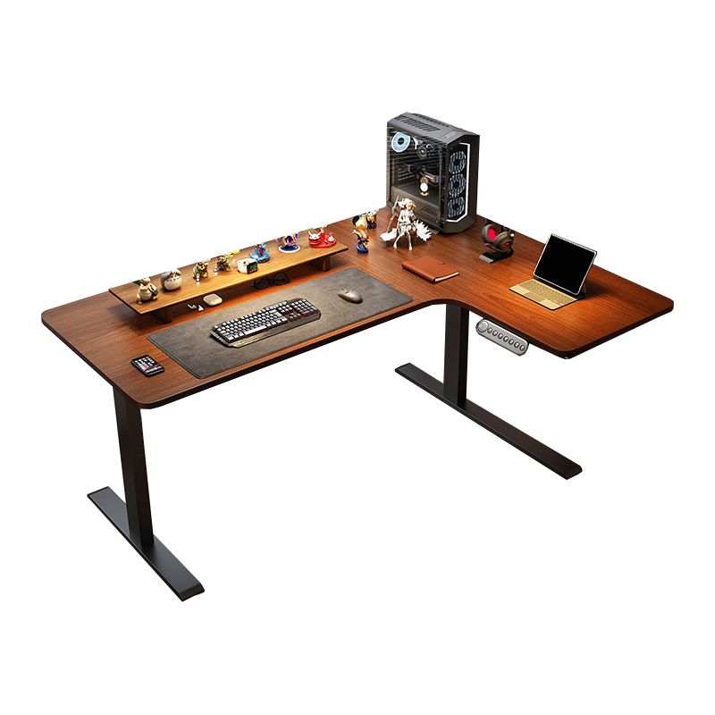 Adjustable Height Brown Computer Desk L-Shape Writing Desk for Home Clearhalo 'furn' 'furn_office_desk' 'Furniture' 'Office Desks' 'Office Furniture' 'office_desk' 1200x1200_b775b6c8-f59a-4061-9b61-c05b86208914