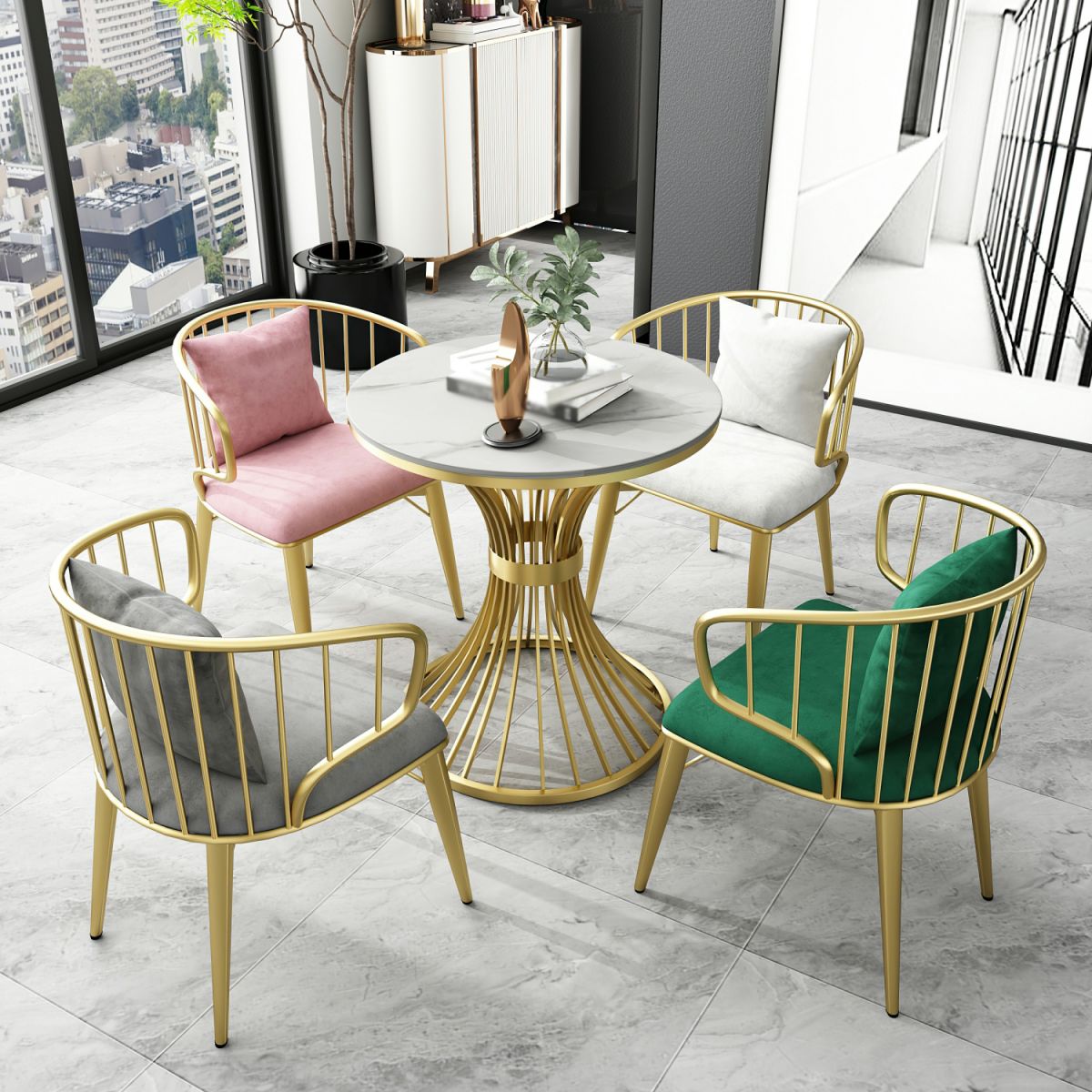 Round Luxury Dining Table White Fixed Table with Sintered Stone Clearhalo 'Dining Tables & Seating' 'Dining Tables' 'dining_table' 'furn' 'furn_dining_table' 'Furniture' 'furniture_dining_table' 'Kitchen & Dining Furniture' 'kitchen' 'kitchen_dining_table' 1200x1200_b77609a3-4f5a-4c8b-8dec-79dd6abdcf00