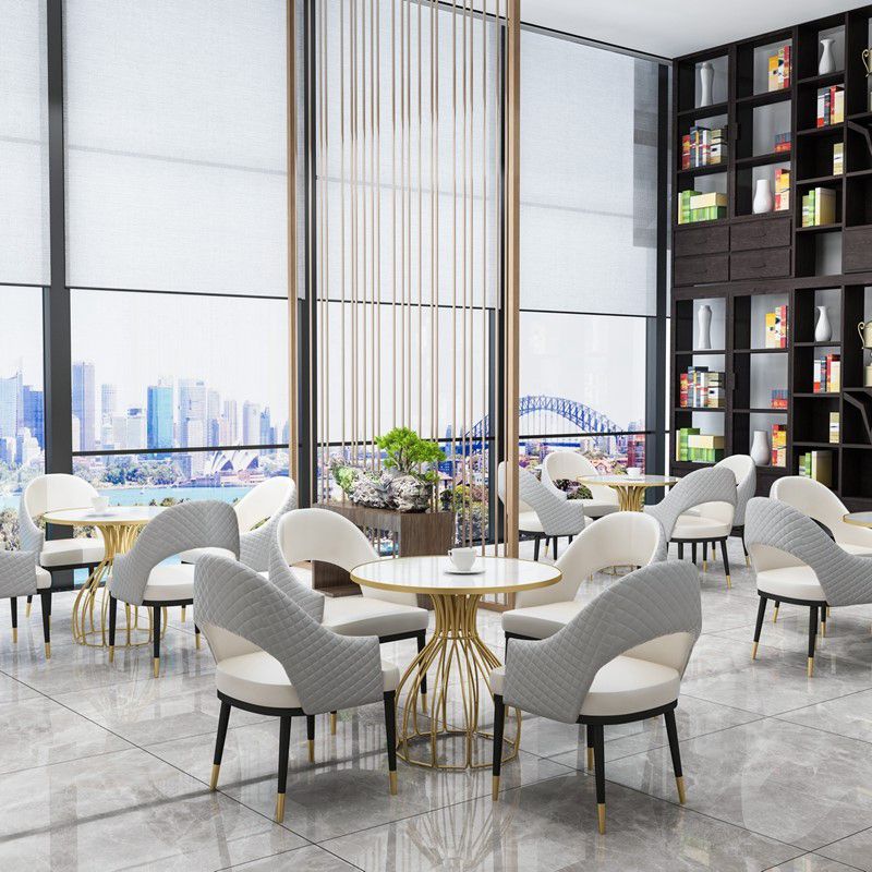 Metal and Stone Table Glam Style Simple Home Round Dining Table Clearhalo 'Dining Tables & Seating' 'Dining Tables' 'dining_table' 'furn' 'furn_dining_table' 'Furniture' 'Kitchen & Dining Furniture' 1200x1200_b7766761-c0c6-45c0-b6cf-7402fdcfd0fd