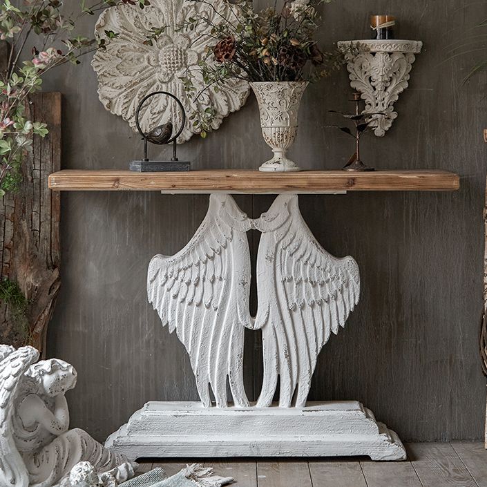 棚付きの木製フランスのカントリーコンソールテーブル苦しめられたアクセントテーブル