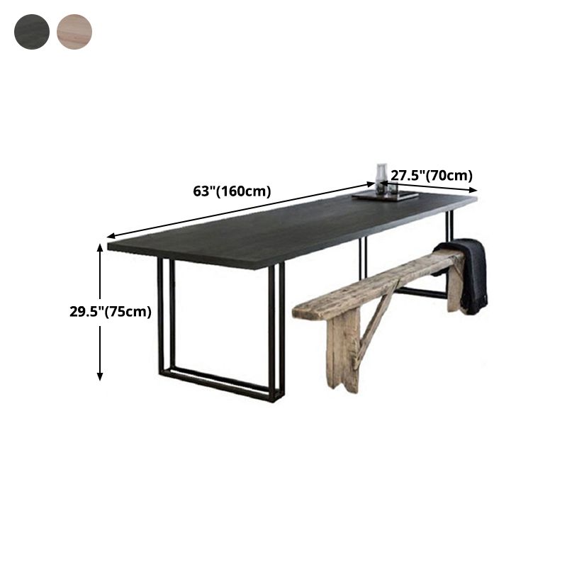 Rectangle Industrial Dining Table Solid Wood Double Pedestal Table with Metal Base Clearhalo ' dining_table' 'Dining Tables & Seating' 'Dining Tables' 'furn' 'furn_dining_table' 'Furniture' 'furniture_dining_table' 'Kitchen & Dining Furniture' 'kitchen&dining_furn' 'kitchen' 'kitchen_dining_table' 1200x1200_b776ff91-a3e3-4b47-9712-5340e512ec7e