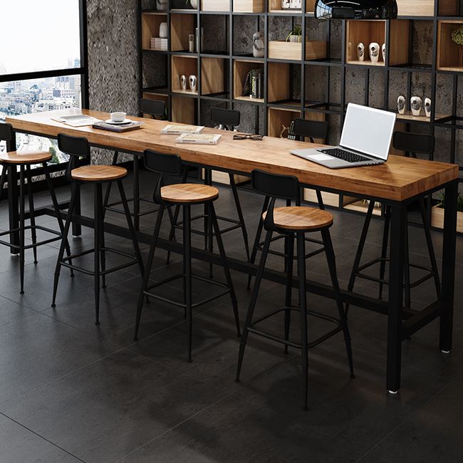 Industrial Rectangle Bar Dining Table Solid Wood Bar Dining Table with Trestle Base Clearhalo 'Bar Furniture' 'Bar Tables' 'bar_tables' 'furn' 'furn_bar_tables' 'Furniture' 'Kitchen & Dining Furniture' 1200x1200_b7792d96-945f-4379-8f60-5da4b0903815