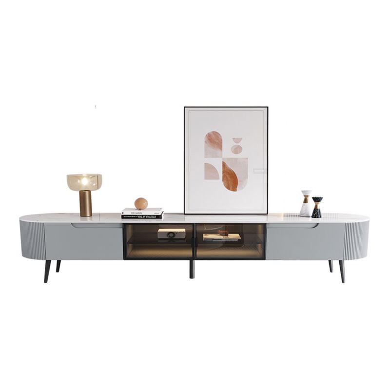 Console TV contemporanea, supporto TV in finto legno con 2 cassetti