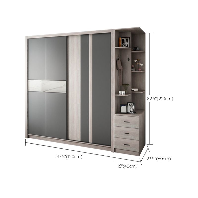 Sliding Wardrobe Closet with Shelves Modern Wardrobe Armoire Clearhalo 'Armoires & Wardrobes' 'armoires_wardrobes' 'Bedroom Furniture' 'furn' 'furn_armoires_wardrobes' 'Furniture' 1200x1200_b77c2fac-d0f4-4390-a9f1-2a01e711b669