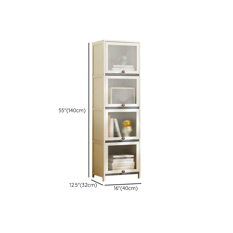 Contemporary Bamboo Accent Cabinet in White 12.6" D Chest with Glass Paned Clearhalo 'Cabinets & Chests' 'cabinets_chests' 'furn' 'furn_cabinets_chests' 'Furniture' 'Living Room Furniture' 1200x1200_b77d3daa-b910-4886-8115-75749e73b3cc