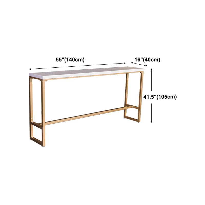 White Glam Style Bar Table Wood Rectangular Bar Table with Metal Base Clearhalo 'Bar Furniture' 'Bar Tables' 'bar_tables' 'furn' 'furn_bar_tables' 'Furniture' 'furniture_bar_tables' 'Kitchen & Dining Furniture' 1200x1200_b77da176-5b9f-4d5a-92ae-1c0697a9d488