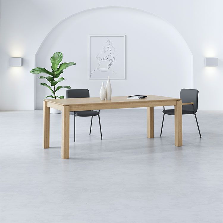 Mesa de comedor de 4 patas Mesa de comedor de madera maciza con patas de acabado natural