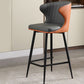 Glam Backrest Armrest Counter Stool Iron Bar Stool with Cushion and Pedal for Cafe