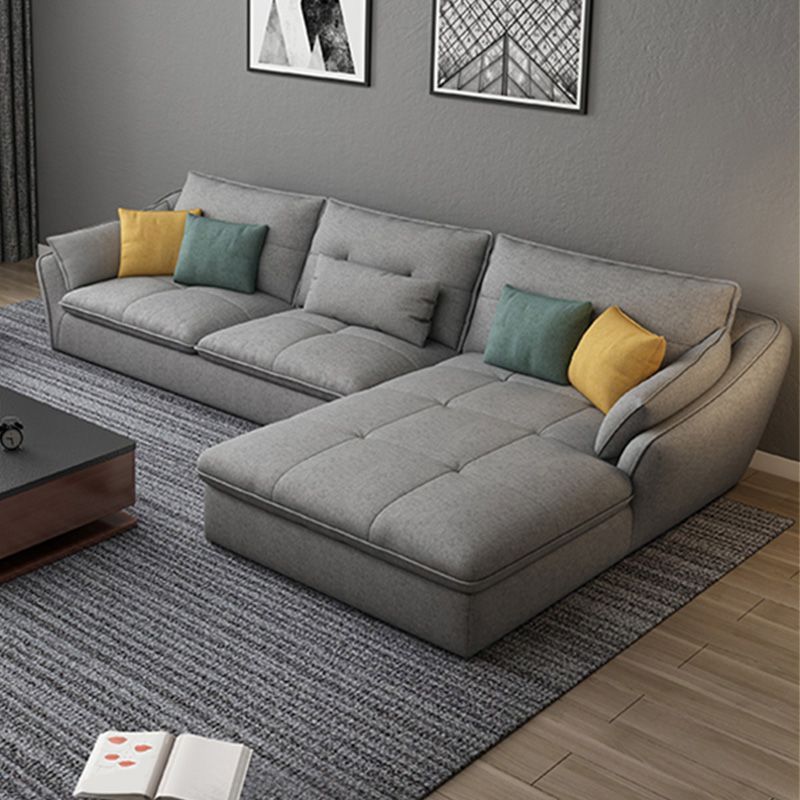Contemporary Faux Leather Sectional L-Shape Stain-Resistant Dark Gray Sofa