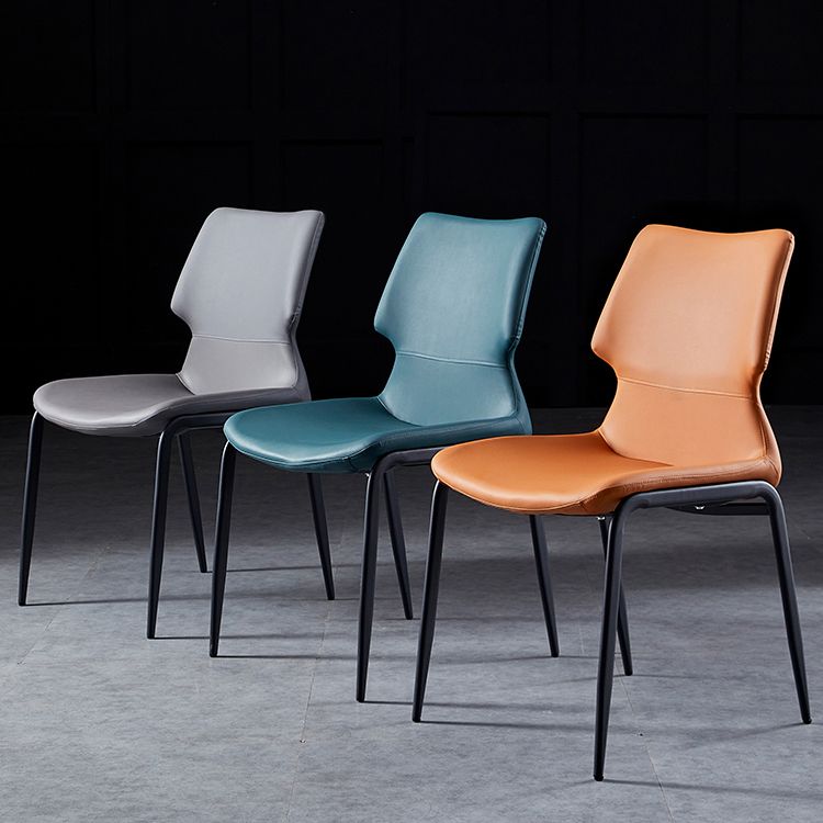 Contemporary Style Leather Dining Chairs Kitchen Armless Chairs with Metal Legs Clearhalo ' kitchen&dining_furn' 'Dining Chairs' 'Dining Tables & Seating' 'dining_chair' 'furn' 'furn_dining_chair' 'Furniture' 'furniture_dining_chair' 'Kitchen & Dining Furniture' 'kitchen' 1200x1200_b781a69c-b261-49c8-ab96-d7e4c8ffd043