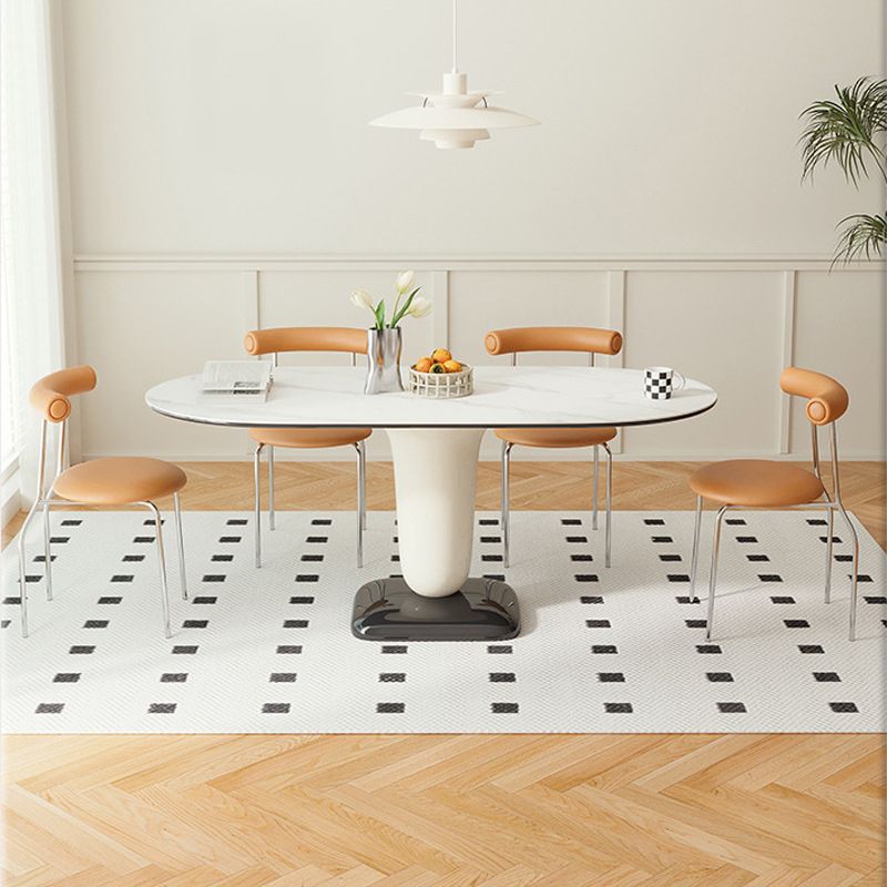 Contemporary Kitchen Dinner Table Oval Pedestal Dining Table Clearhalo 'Dining Tables & Seating' 'Dining Tables' 'dining_table' 'furn' 'furn_dining_table' 'Furniture' 'Kitchen & Dining Furniture' 1200x1200_b781bc77-e8c2-442f-bb89-7ae3f9ac17f0