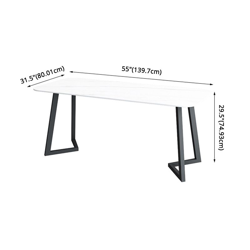 Contemporary Sintered Stone Standard Dining Set Black & White Rectangle Shape Dining Set for Kitchen Clearhalo 'Dining Room Sets' 'Dining Tables & Seating' 'dining_room_set' 'furn' 'furn_dining_room_set' 'Furniture' 'furniture_dining_room_set' 'Kitchen & Dining Furniture' 'kitchen&dining_furn' 'kitchen' 1200x1200_b782ea07-220c-4d3f-824a-d0406821da10