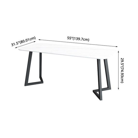 Contemporary Sintered Stone Standard Dining Set Black & White Rectangle Shape Dining Set for Kitchen Clearhalo 'Dining Room Sets' 'Dining Tables & Seating' 'dining_room_set' 'furn' 'furn_dining_room_set' 'Furniture' 'furniture_dining_room_set' 'Kitchen & Dining Furniture' 'kitchen&dining_furn' 'kitchen' 1200x1200_b782ea07-220c-4d3f-824a-d0406821da10