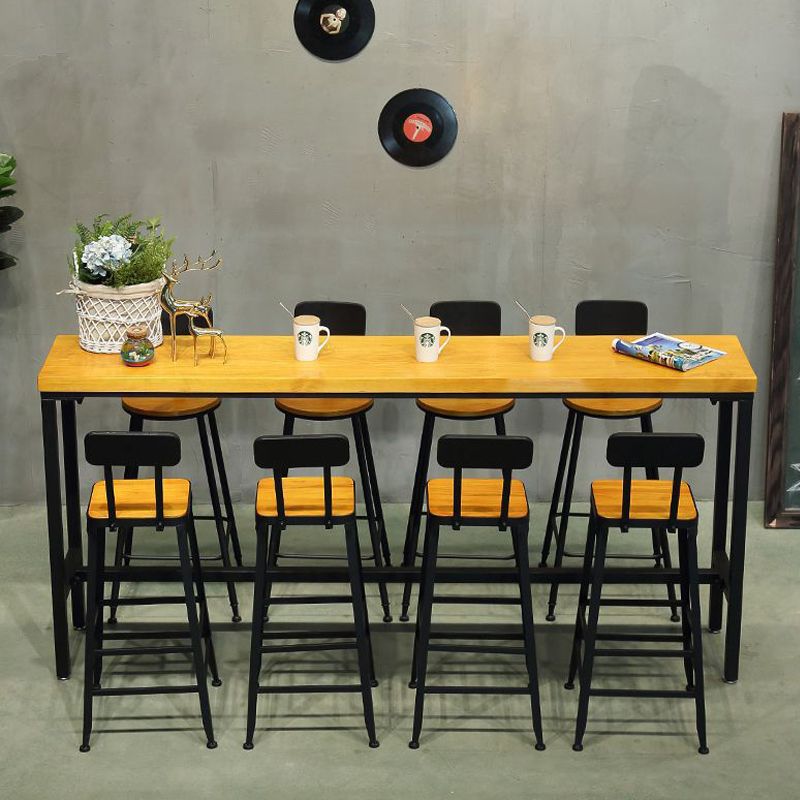 Solid Wood Bar Table Industrial Rectangle Bar Table with Trestle Base in Black Clearhalo 'Bar Furniture' 'Bar Tables' 'bar_tables' 'furn' 'furn_bar_tables' 'Furniture' 'furniture_bar_tables' 'Kitchen & Dining Furniture' 1200x1200_b7841577-d9e4-4064-9ce6-0670338ed084