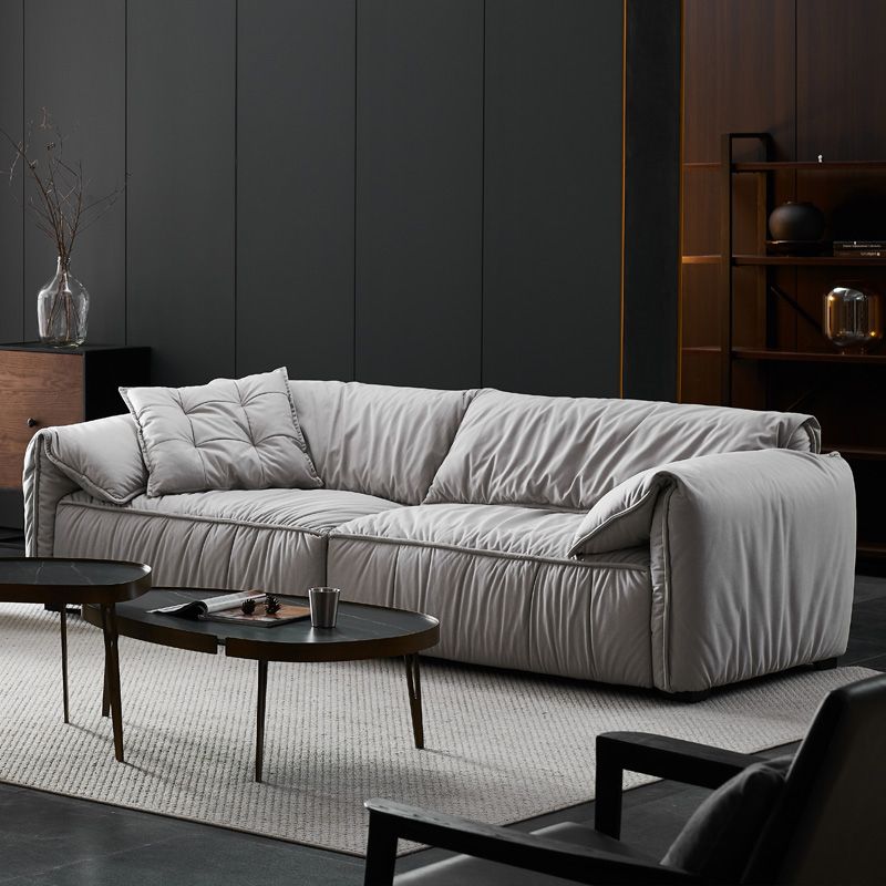 Sofá de sofá de brazo superior de almohada estándar contemporáneo con almohadas en gris