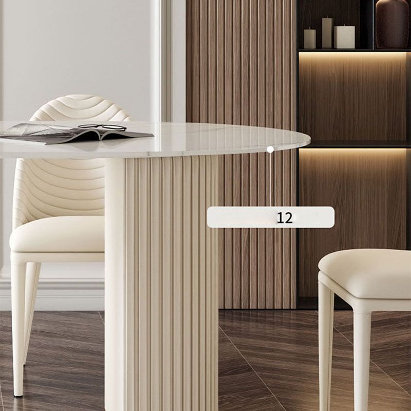 Stone Top Dining Table Modern Oval Table with Sled Base in White Clearhalo 'Dining Tables & Seating' 'Dining Tables' 'dining_table' 'furn' 'furn_dining_table' 'Furniture' 'Kitchen & Dining Furniture' 1200x1200_b787136d-e36e-4561-8ca3-3827d86df086