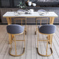 Glam Marble Counter Table with Rectangle Table Top Gold Double Pedestal Table - 42" H Clearhalo 'Bar Furniture' 'Bar Tables' 'bar_tables' 'furn' 'furn_bar_tables' 'Furniture' 'furniture_bar_tables' 'Kitchen & Dining Furniture' 1200x1200_b7891325-f013-4613-9566-38dc27f316fb