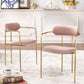 Glam Dining Arm Chair Velvet Dining Room Gold Legs Side Chair