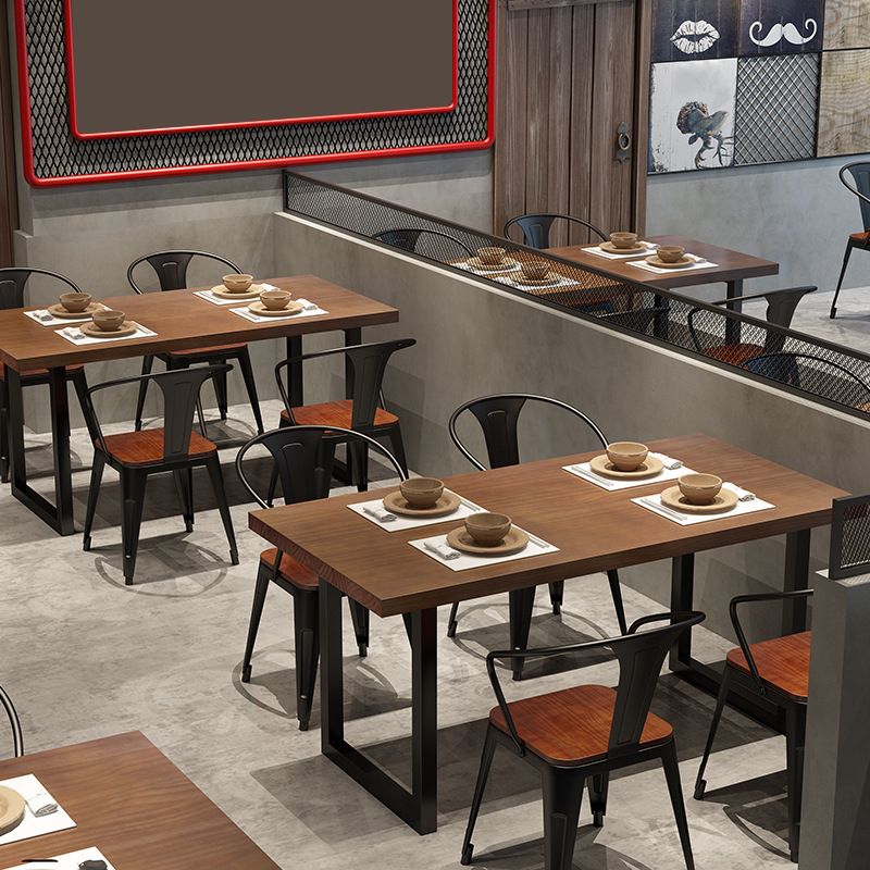 Industrial Wooden Dining¬†Room¬†Set with Rectangle Table and Metal Base Dining Table Furniture Clearhalo 'Dining Room Sets' 'Dining Tables & Seating' 'dining_room_set' 'furn' 'furn_dining_room_set' 'Furniture' 'furniture_dining_room_set' 'Kitchen & Dining Furniture' 'kitchen&dining_furn' 'kitchen' 1200x1200_b78a34ab-ab99-403d-a817-f9e231b565ab