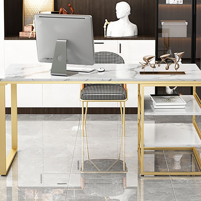 Rechthoekig schrijfbureau witte kantoor bureau glamour met opslagplanken