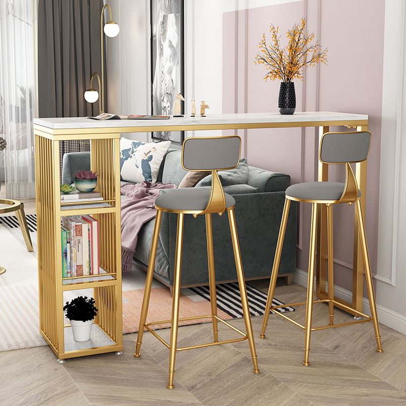 Tavolo da bar in pietra in stile glam a doppio piedistallo tavolo da pranzo per soggiorno