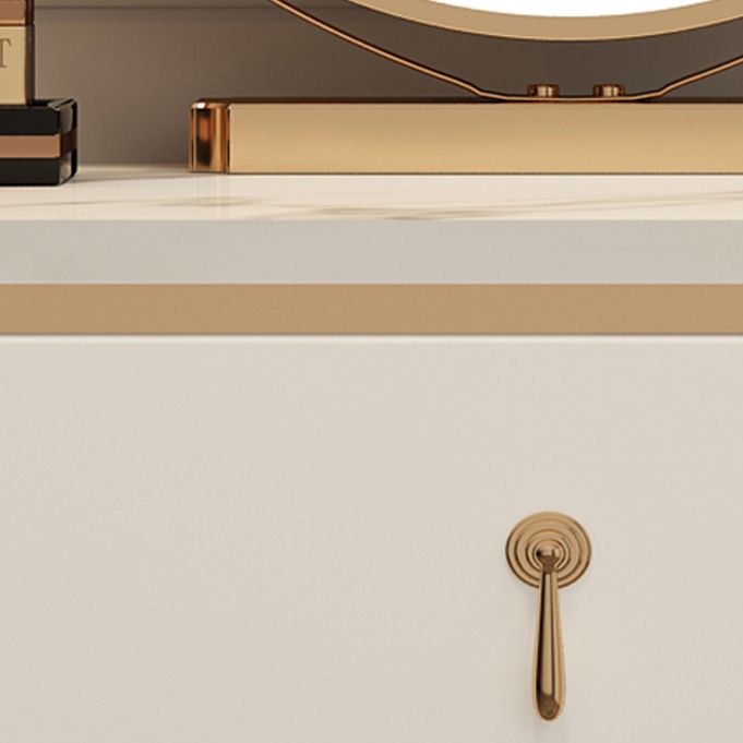 Luxurious Metal Make-up Vanity Stone Top Dressing Table Stool Set with Lighted Mirror