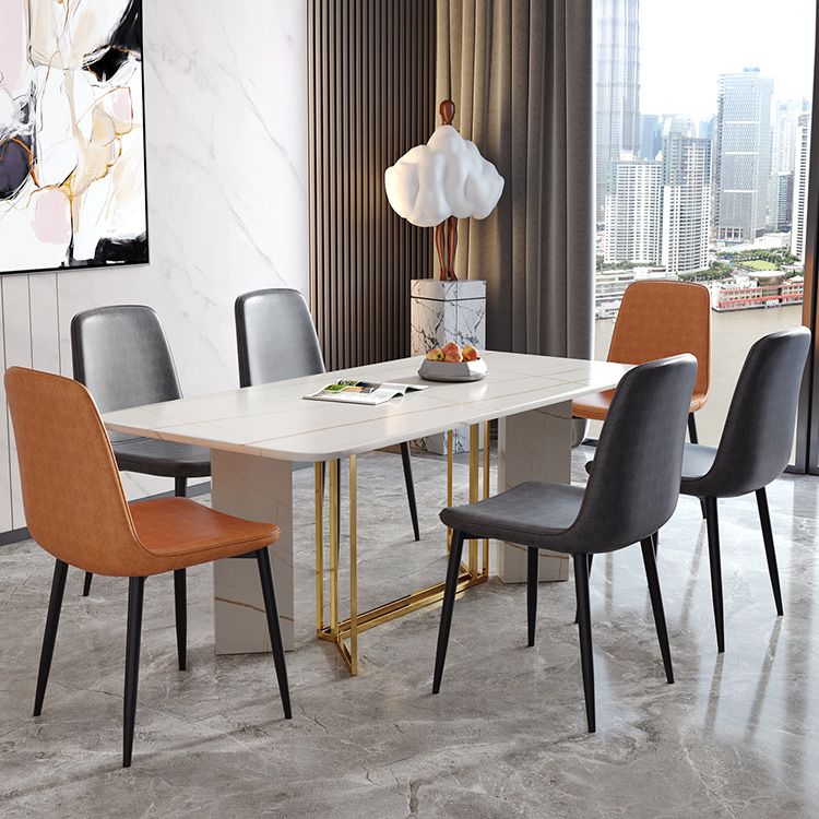 Modern Metal Indoor-Outdoor Chair Dining Room Solid Back Armless Single Chair Clearhalo ' kitchen&dining_furn' 'Dining Chairs' 'Dining Tables & Seating' 'dining_chair' 'furn' 'furn_dining_chair' 'Furniture' 'furniture_dining_chair' 'Kitchen & Dining Furniture' 'kitchen' 1200x1200_b7963696-118c-4bca-b279-78f4dc0e1bd0