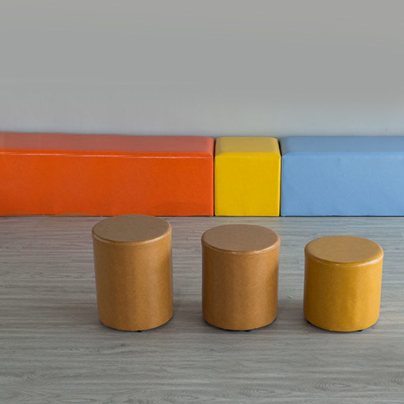 Modern Pouf Ottoman PU Leather Upholstered Solid Color Cylinder Shape Ottoman Clearhalo 'furn' 'furn_ottomans_poufs' 'Furniture' 'Living Room Furniture' 'Ottomans & Poufs' 'ottomans_poufs' 1200x1200_b797236c-c55c-4252-a106-f16dd1006e72