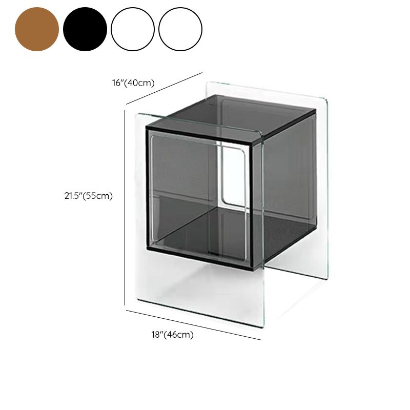 Rectangular Acrylic End Table Set with Storage Modern Simple 21.65" Tall Side Table