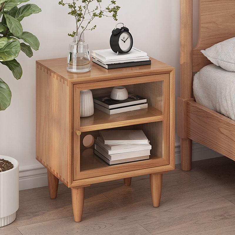 Modern Wicker/Rattan Cabinet Brown 1-Shelf Solid Wood 22 Inch H Nightstand with Door Clearhalo 'Bedroom Furniture' 'furn' 'furn_night_stand' 'Furniture' 'night_stand' 'Nightstands' 1200x1200_b79ad65f-671e-44e8-a866-f6e3d6a79026
