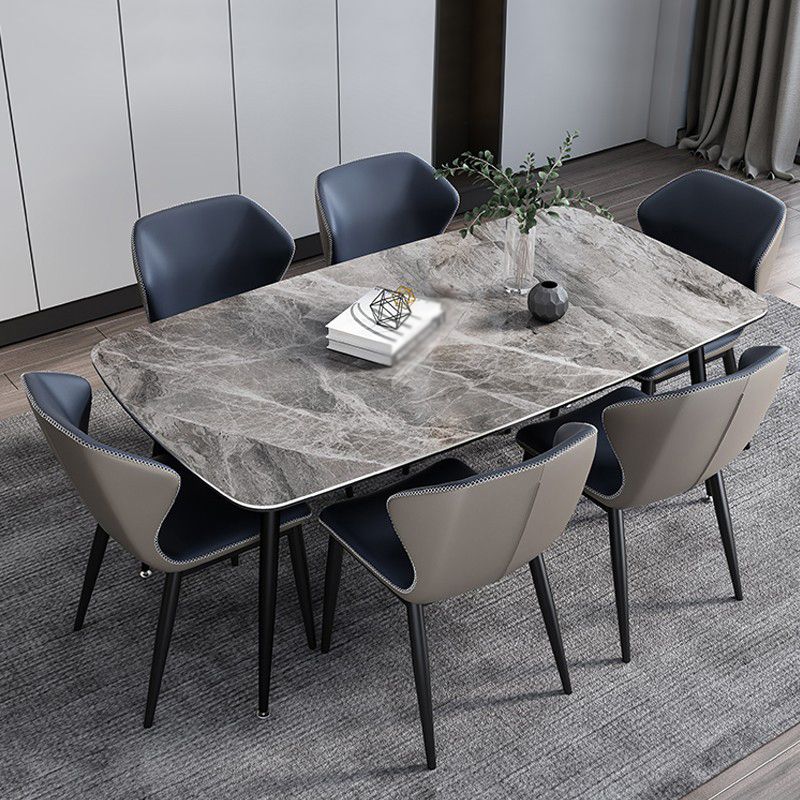 Modern Gray Standard Dining Set Rectangle Shape Sintered Stone Dining Set with 4 Legs Table Clearhalo 'Dining Room Sets' 'Dining Tables & Seating' 'dining_room_set' 'furn' 'furn_dining_room_set' 'Furniture' 'furniture_dining_room_set' 'Kitchen & Dining Furniture' 'kitchen&dining_furn' 'kitchen' 1200x1200_b79b535e-33a6-4e85-ad16-163a33b51aab