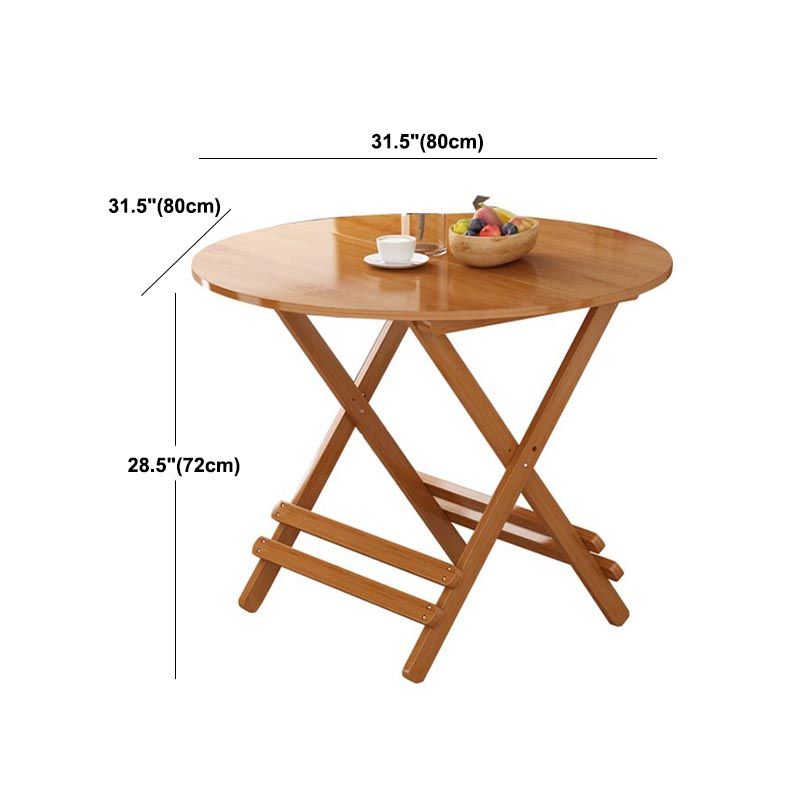 Contemporary Natural Folding Table Bamboo Home Dining Table with Pedestal Base