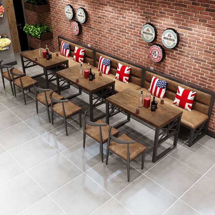 Industrial Solid Wood Dining Table Brown Rectangle Table with Black Frame for Dinning Room Clearhalo ' dining_table' 'Dining Tables & Seating' 'Dining Tables' 'furn' 'furn_dining_table' 'Furniture' 'furniture_dining_table' 'Kitchen & Dining Furniture' 'kitchen&dining_furn' 'kitchen' 'kitchen_dining_table' 1200x1200_b79d4f71-0205-4a02-9c3b-1b0ed4f72589