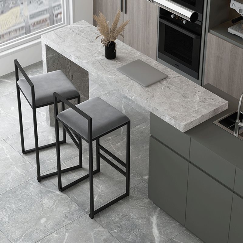 Modern Backrest Armless Counter Stool Iron Cafe Bar Stool with Velvet Cushion and Pedal Clearhalo 'Bar Furniture' 'Bar Stools' 'bar_stools' 'furn' 'furn_bar_stools' 'Furniture' 'furniture_bar_stools' 'Kitchen & Dining Furniture' 1200x1200_b79db041-a103-4e18-94d7-e35136fcdc66