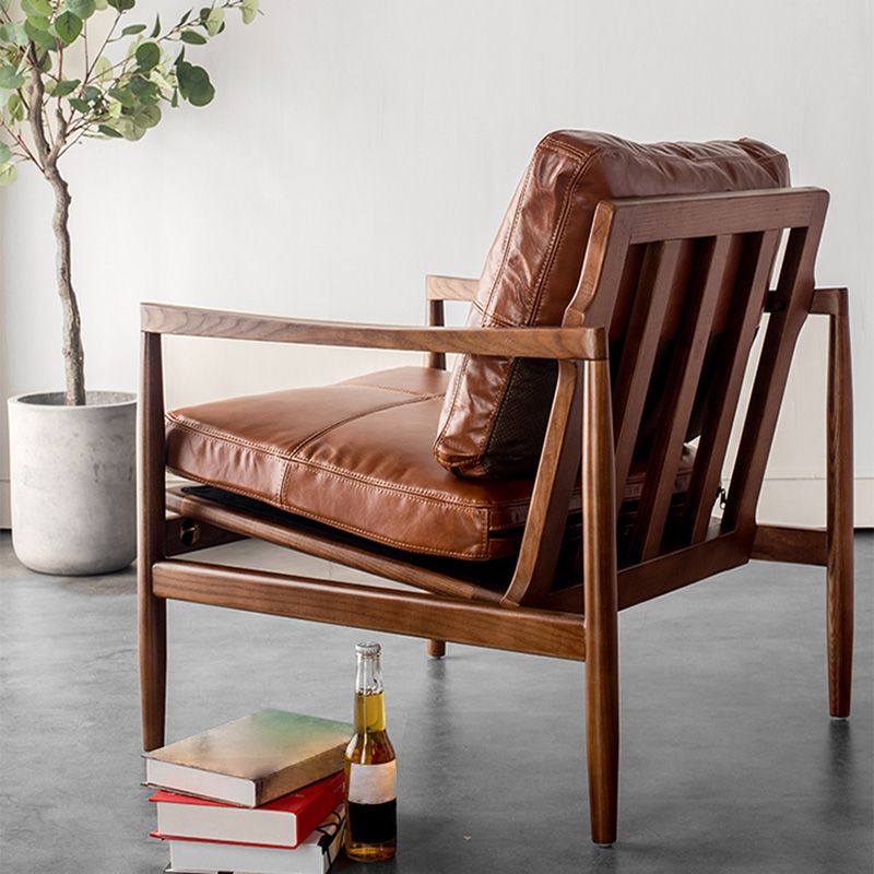 Contemporary Genuine Leather Accent Armchair Tufted Genuine Leather Arm Chair Clearhalo 'Accent Chairs' 'accent_chairs' 'Chairs & Seating' 'furn' 'furn_accent_chairs' 'Furniture' 'Living Room Furniture' 1200x1200_b79df177-cc9c-442e-ac31-8aefd15c82a4