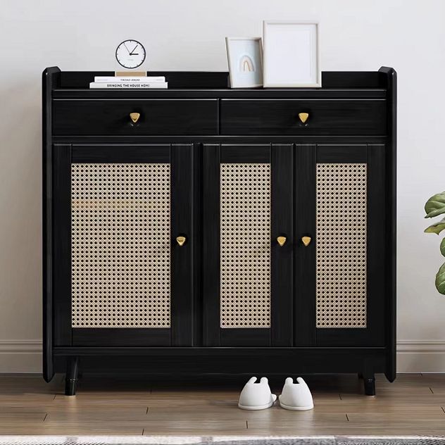 2 - cassetto e mobile a 2 porte da 42,5 "Armadietto di stoccaggio di rattan alto