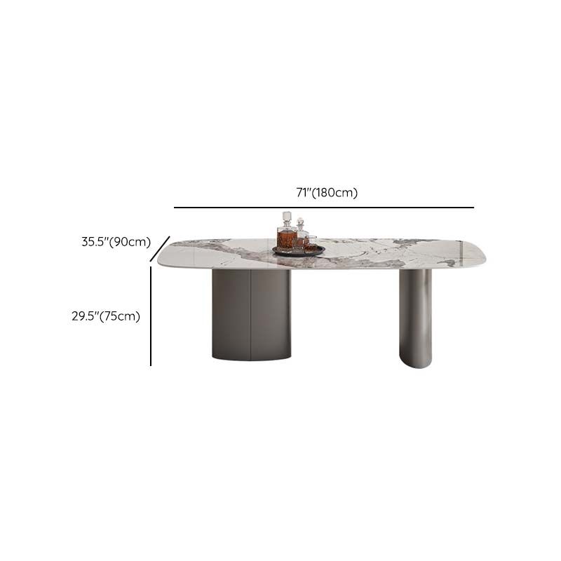 Modern Sintered Stone Dining Table Rectangle Table with Metal Legs for Home Use Clearhalo 'Dining Tables & Seating' 'Dining Tables' 'dining_table' 'furn' 'furn_dining_table' 'Furniture' 'Kitchen & Dining Furniture' 1200x1200_b79f8750-a029-4fd1-8939-280032082f96