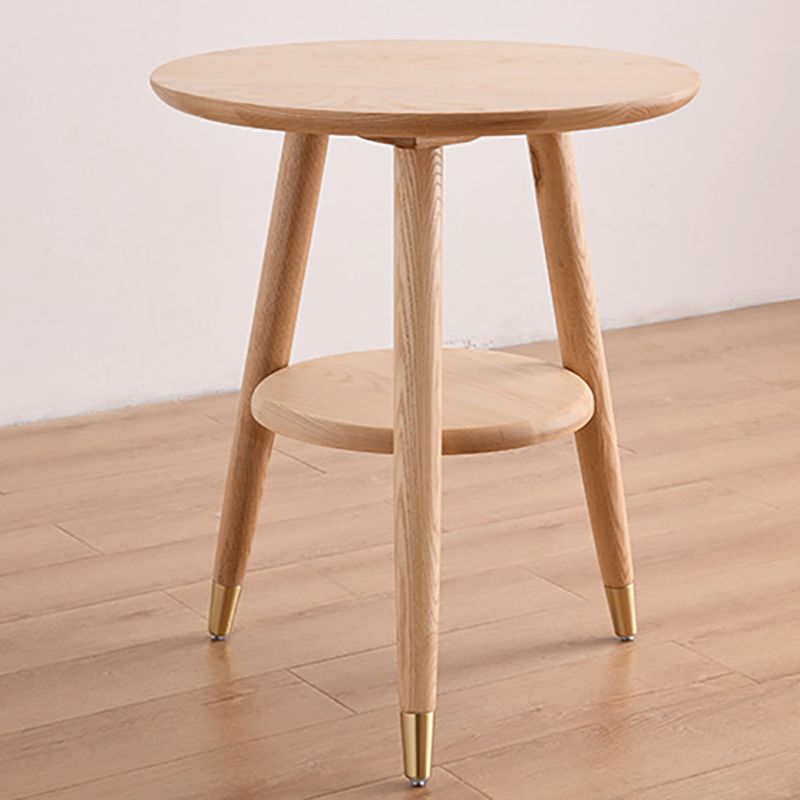 Modernistic Ashwood 3 Legs with Storage Round Double Tier Side Table
