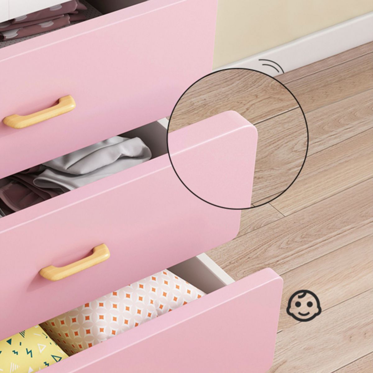 Entwickelte Holzgarderobe Rettungsschrank weißer und rosa Garderobe Schrank