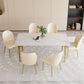 Glam Style Dinner Table Rectangle Stone Dining Room Table in White Clearhalo 'Dining Tables & Seating' 'Dining Tables' 'dining_table' 'furn' 'furn_dining_table' 'Furniture' 'Kitchen & Dining Furniture' 1200x1200_b7a0b22a-431d-4266-972f-ffa5ba5e3e44