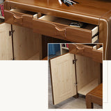 Vanité de maquillage traditionnelle en bois massif double tiroirs miroir