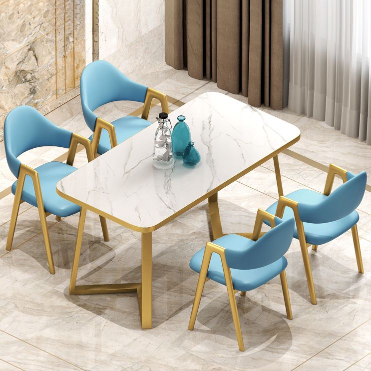 Standard Sintered Stone Top Dining Set with 2 Gold Metallic Legs for Dining Furniture Clearhalo 'Dining Room Sets' 'Dining Tables & Seating' 'dining_room_set' 'furn' 'furn_dining_room_set' 'Furniture' 'furniture_dining_room_set' 'Kitchen & Dining Furniture' 'kitchen&dining_furn' 'kitchen' 1200x1200_b7a19e4c-0398-456b-a81c-70795018e354