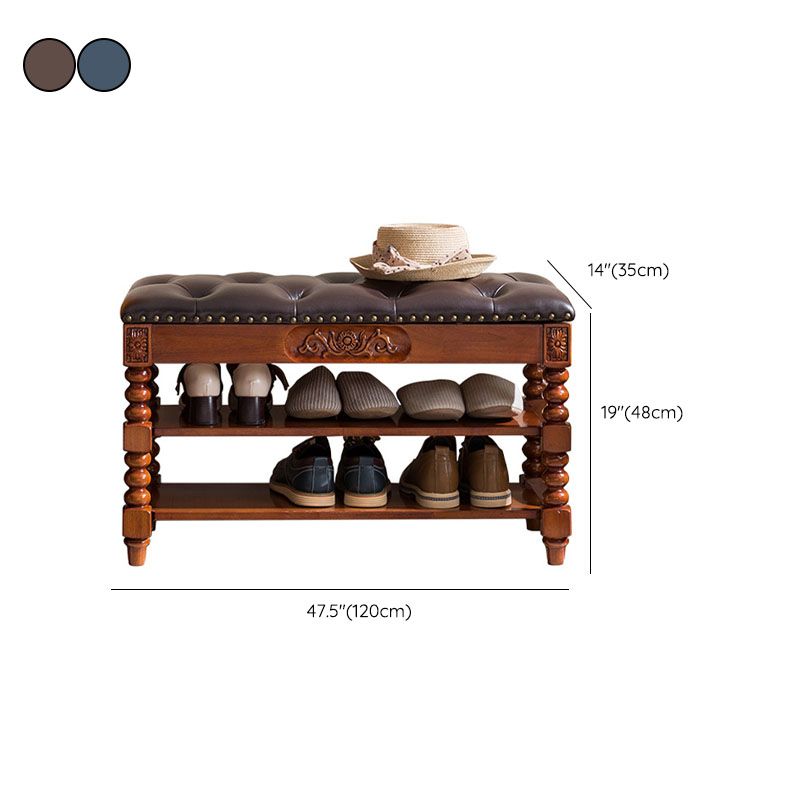 13.65-inch W Traditional Entryway Bench Solid Wood Bench with Upholstered Clearhalo 'Benches' 'Chairs & Seating' 'furn' 'furn_benches' 'Furniture' 'Living Room Furniture' 1200x1200_b7a3e8e6-52fe-4b51-902d-55591e33f005