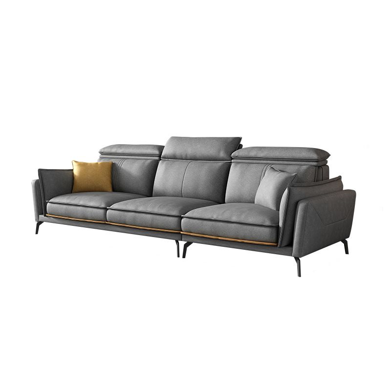 Modern Square Arm Cushion Back Sectional Faux Leather Sofa and Chaise in Dark Gray Clearhalo 'furn' 'furn_sectionals' 'Furniture' 'furniture_sectionals' 'kitchen' 'kitchen_sectionals' 'Living Room Furniture' 'Sectionals' 1200x1200_b7a50bb3-992f-467f-9836-846f8bca2475