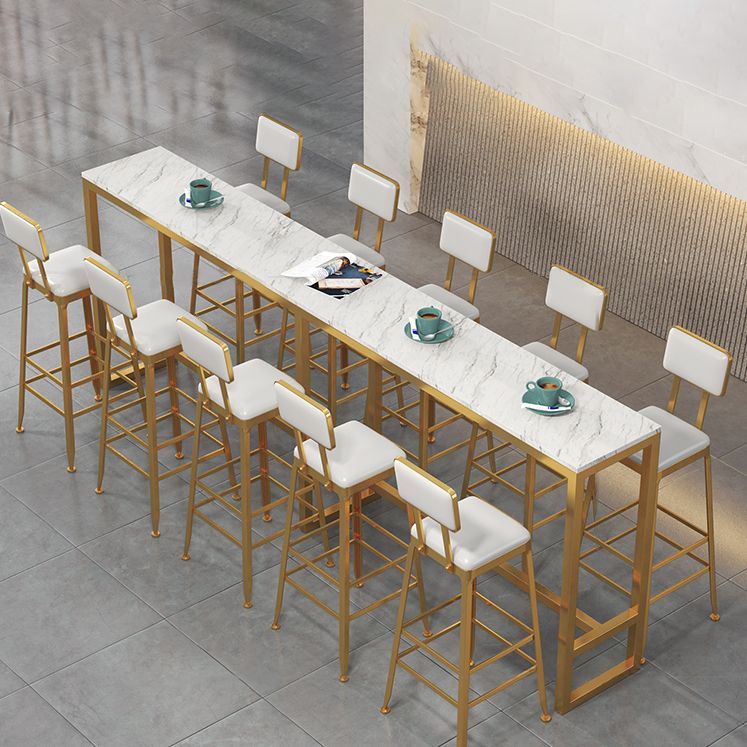 1/7/9/11 Pieces Rectangular Bar Set Gorgeous Style Marble Table with Bar Stools Clearhalo 'Bar Furniture' 'furn' 'furn_home_bar_bar_sets' 'Furniture' 'Home Bars & Bar Sets' 'home_bar_bar_sets' 'Kitchen & Dining Furniture' 1200x1200_b7a565a2-8edf-4439-8582-03e112df306f