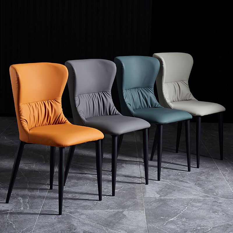 Industrial Metal Dining Room Chairs Armless Faux Leather Dining Chairs for Home Use Clearhalo ' kitchen&dining_furn' 'Dining Chairs' 'Dining Tables & Seating' 'dining_chair' 'furn' 'furn_dining_chair' 'Furniture' 'furniture_dining_chair' 'Kitchen & Dining Furniture' 'kitchen' 1200x1200_b7a5df0e-2fa6-4ae5-b160-36c1967f1f38