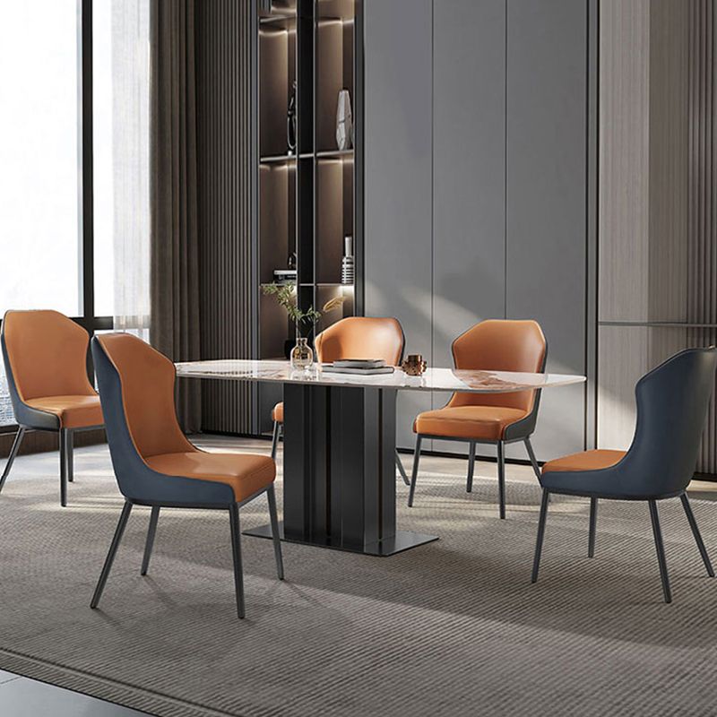 Contemporary Wingback Side Chair Faux Leather Armless Dining Chairs Clearhalo 'Dining Chairs' 'Dining Tables & Seating' 'dining_chair' 'furn' 'furn_dining_chair' 'Furniture' 'Kitchen & Dining Furniture' 1200x1200_b7a725ca-2042-4a48-9538-8aa704d369b5