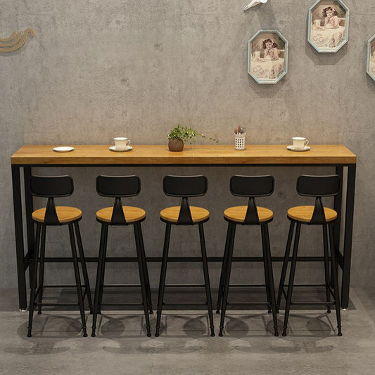 Pine Wood Bar Dining Table Industrial Bar Dining Table with Trestle Base in Black Clearhalo 'Bar Furniture' 'Bar Tables' 'bar_tables' 'furn' 'furn_bar_tables' 'Furniture' 'furniture_bar_tables' 'Kitchen & Dining Furniture' 1200x1200_b7a8b477-5b46-4b5f-aeab-816d88396eda
