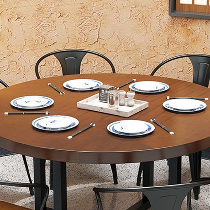 Mesa redonda de comedor moderna, mesa de madera con patas de metal para el hogar
