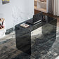 Glass Top Office Desk Sled Base Rectangular Writing Desk for Office